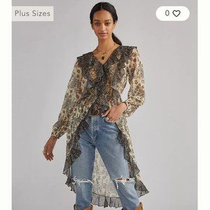 Anthropologie Let Me Be Sheer Femme Maxi Buttondown